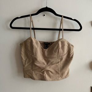 FOREVER21 Ribbed beige brown crop tank